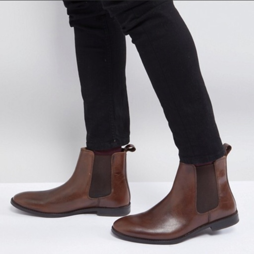 ASOS brand leather Chelsea boots burgundy 6